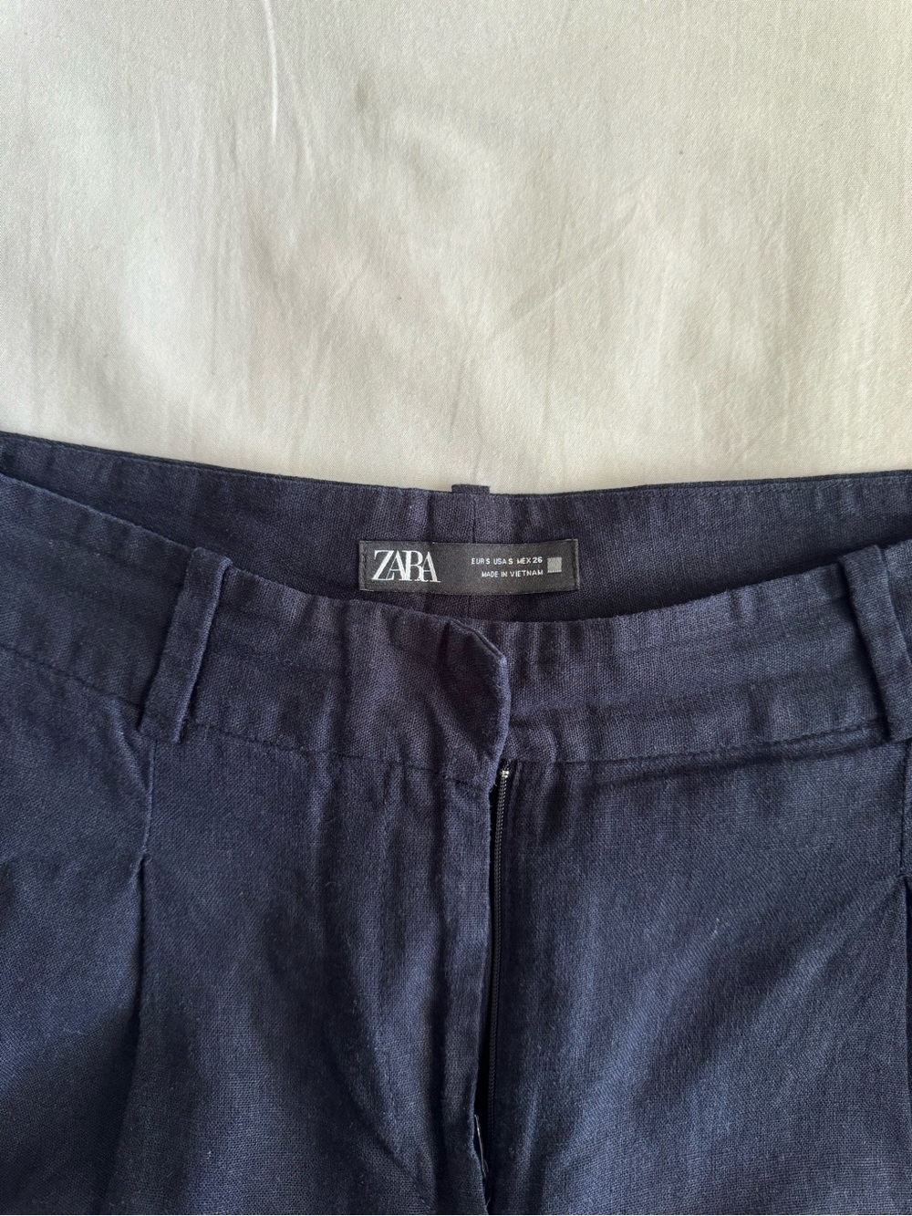ZARA Linen Blend Navy Blue Pants